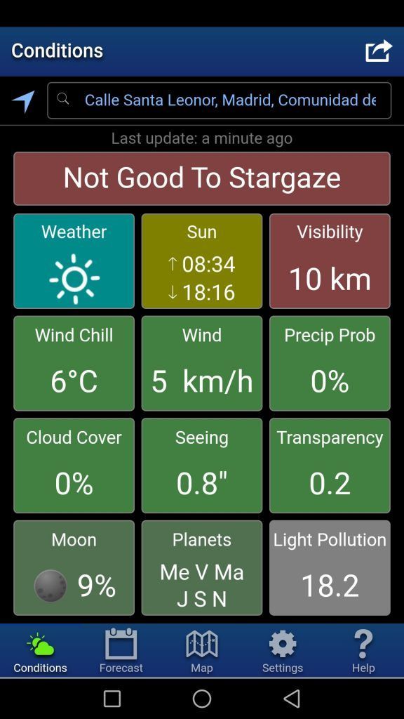 Good to Stargaze: App de meteorología, seeing y polución lumínica