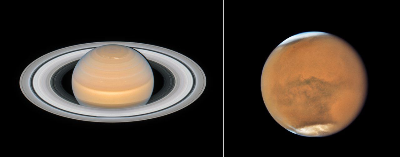 Nuevas imágenes del Hubble de Marte y Saturno